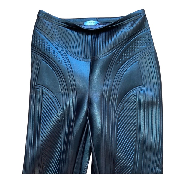 Mugler Shiny Embossed Black Legging Pant Size 40 - Picture 4 of 11